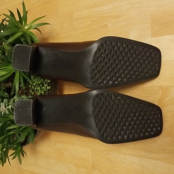 What's What By AEROSOLES Brown Leather Square-toed Pumps 8W Shoes Heels - Picture 5 of 11